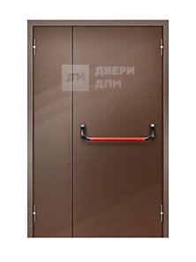 Коричневая противопожарная дверь EIS полуторная глухая ДП-664